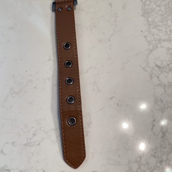 Brown woven and leather belt - Picture 3 of 4